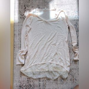 Cloud Chaser Cream Lace Hem Long Sleeve Top